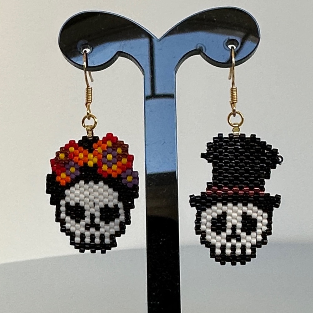 Colorful Skull Beaded Earrings​